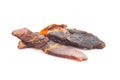 Beef jerky pieces. Dried beef meat Royalty Free Stock Photo