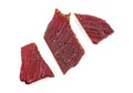 Beef jerky on white white background, top view Royalty Free Stock Photo