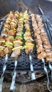 Beef kababs on the grill closeup Royalty Free Stock Photo