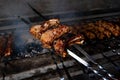 Beef kababs on the grill closeup Royalty Free Stock Photo