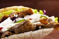 Beef Kebab in a bun Royalty Free Stock Photo