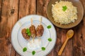 Beef kebab with with couscous Royalty Free Stock Photo