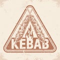 Beef kebab vintage sticker monochrome