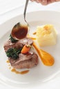 Beef lamb plated meals