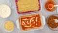 Beef lasagna recipe. Step by step cooking process. Assemble the lasagna