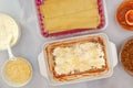 Beef lasagna step by step recipe. Assemble the lasagna.