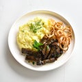 Beef liver with mashed potatoes and onion Royalty Free Stock Photo