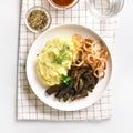 Beef liver with mashed potatoes and onion Royalty Free Stock Photo