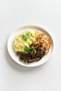 Beef liver with mashed potatoes and onion Royalty Free Stock Photo