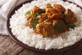Beef Madras with basmati rice close-up. horizontal Royalty Free Stock Photo