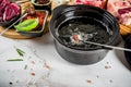 Beef meat fondue Royalty Free Stock Photo