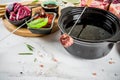 Beef meat fondue Royalty Free Stock Photo