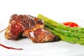 Beef meat served on white Royalty Free Stock Photo