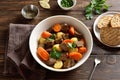 Beef meat stewed with potatoes, carrots and spices Royalty Free Stock Photo