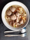 beef meatball with white noodles, indonesian chinese food