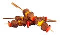 Beef meatballs and sweet pepper kebabs Royalty Free Stock Photo