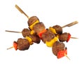 Beef meatballs and sweet pepper kebabs Royalty Free Stock Photo