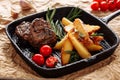 Beef Medallion Grill Roast Country Potato Closeup Royalty Free Stock Photo