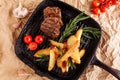 Beef Medallion Grilled Country Potato Flat Lay Royalty Free Stock Photo