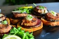Beef Medallion Sandwiches with Grilled Beets, Arugula, and Butter Topping - entire recipe preparation
