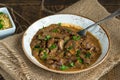 Beef and mushroom Strogonoff with rice Royalty Free Stock Photo