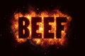 Beef Party text on fire flames explosion Royalty Free Stock Photo