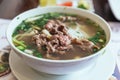 Beef Pho is a Vietnamese soup consisting of broth, rice noodles called bÃÂ¡nh phÃ¡Â»Å¸, a few herbs, and meat.