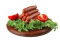 Beef red sausages on plate Royalty Free Stock Photo