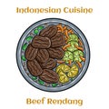 Beef Rendang. Indonesian traditional food with Herbs and Spices Royalty Free Stock Photo