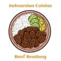 Beef Rendang. Indonesian traditional food with Herbs and Spices Royalty Free Stock Photo