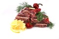 Beef rib's on dish with greenery Royalty Free Stock Photo