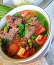 Beef rib soup with tomato and celery