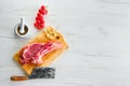 Beef ribeye steak bone-in with spice Royalty Free Stock Photo