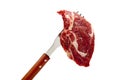 Beef Ribeye Steak on a fork Royalty Free Stock Photo