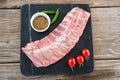 Beef ribs, chillies, cherry tomatoes and coriander seeds Royalty Free Stock Photo