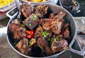 Beef ribs on a wood stove Royalty Free Stock Photo