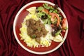 Beef rogan josh meal from above
