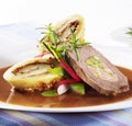 Beef roll with potato dumplings Royalty Free Stock Photo