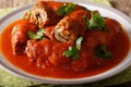 Beef roll stuffed with parsley and cheese stewed in tomato sauce Royalty Free Stock Photo