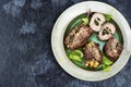 Beef rolls with mushrooms and spinach Royalty Free Stock Photo