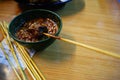 Beef Satay in Peanut Gravy Royalty Free Stock Photo