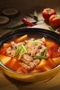 Beef slice potato tomato hot pot Royalty Free Stock Photo