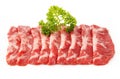 Beef sliced on white