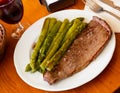 Beef steak with asparagus Royalty Free Stock Photo