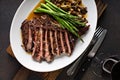 Beef steak with asparagus and mushrooms Royalty Free Stock Photo