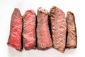 Beef steak: degrees of doneness Royalty Free Stock Photo