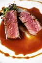 Beef steak filet Mignon medium rare in demiglas sauce Royalty Free Stock Photo