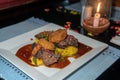 Beef Steak with Fried Onion Rings