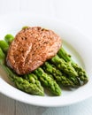 Beef Steak on Green Asparagus Royalty Free Stock Photo