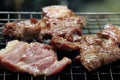 Beef Steak Grill, Meat cooked on the grill,street food Asia